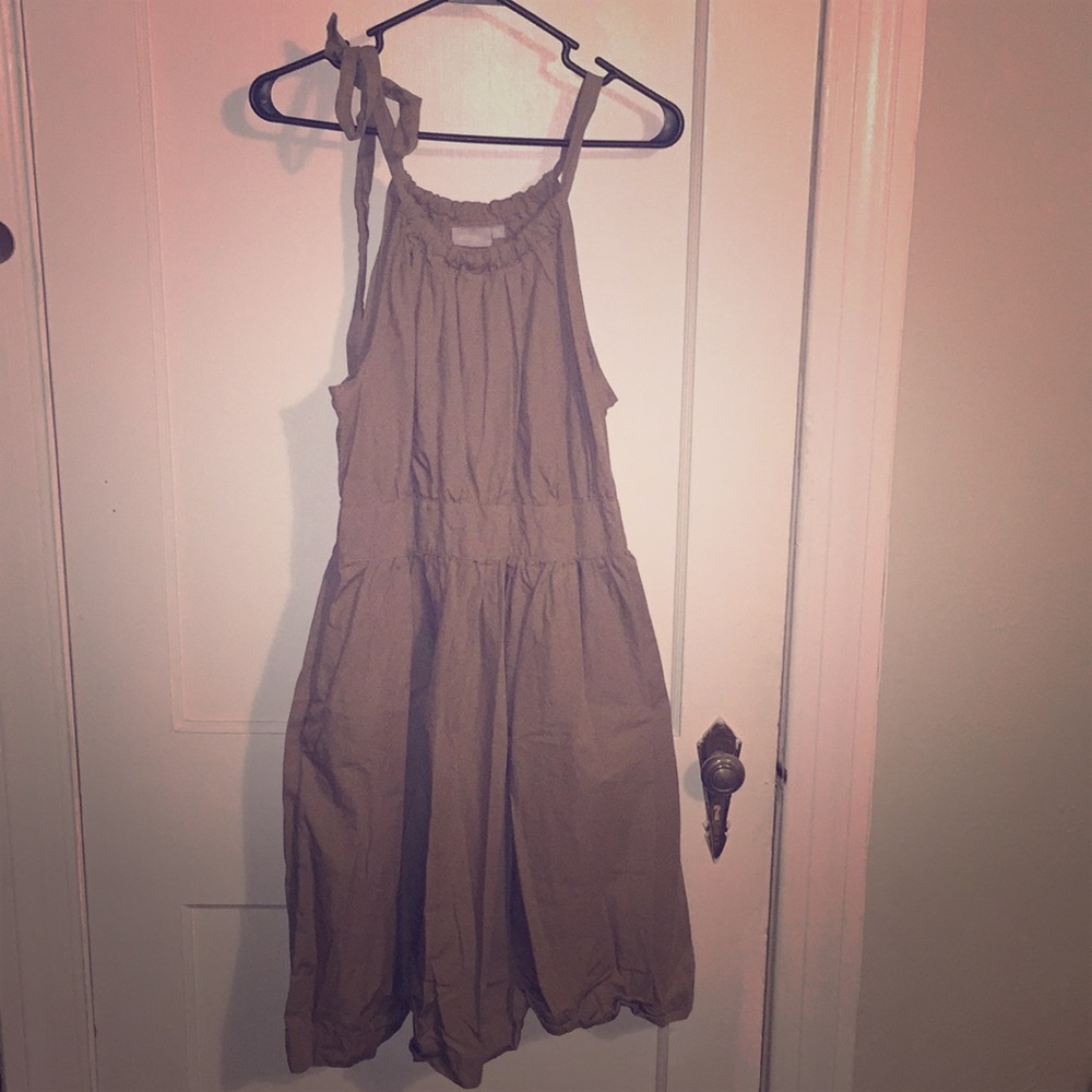 eShakti Tie Neck Khaki Halter Dress Size 16